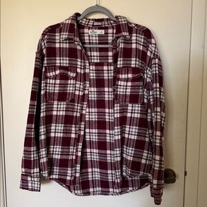 Hollister Burgundy and Cream flannel